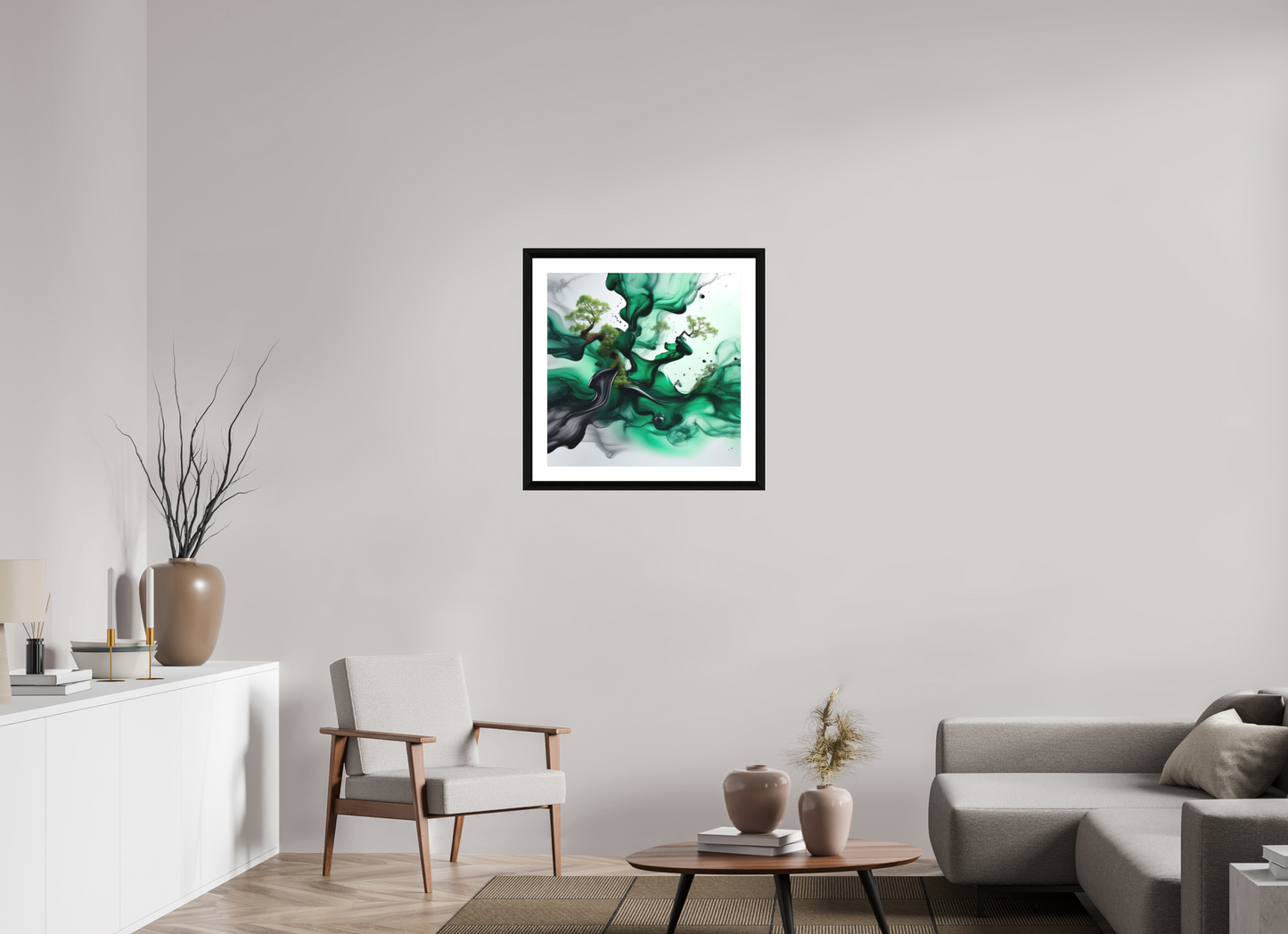 25 x 25″, Premiere Fine Art Print - Ebony Liquid Foliage No. 00001