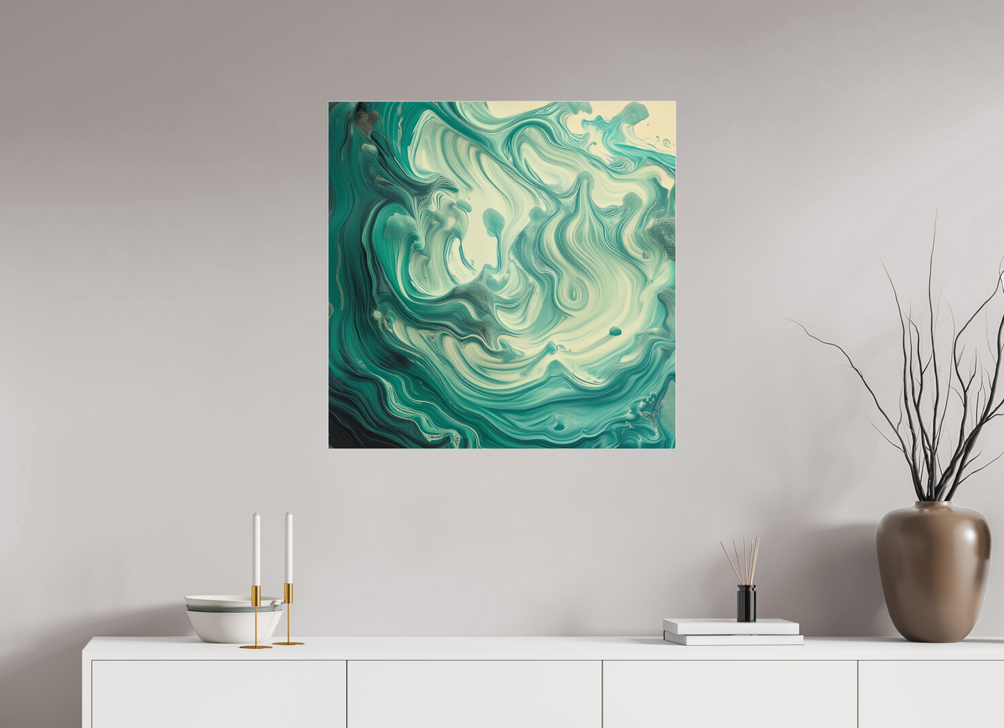 30 x 30″, 1 Acrylic Standard Gallery Fluid Pour No. 10048