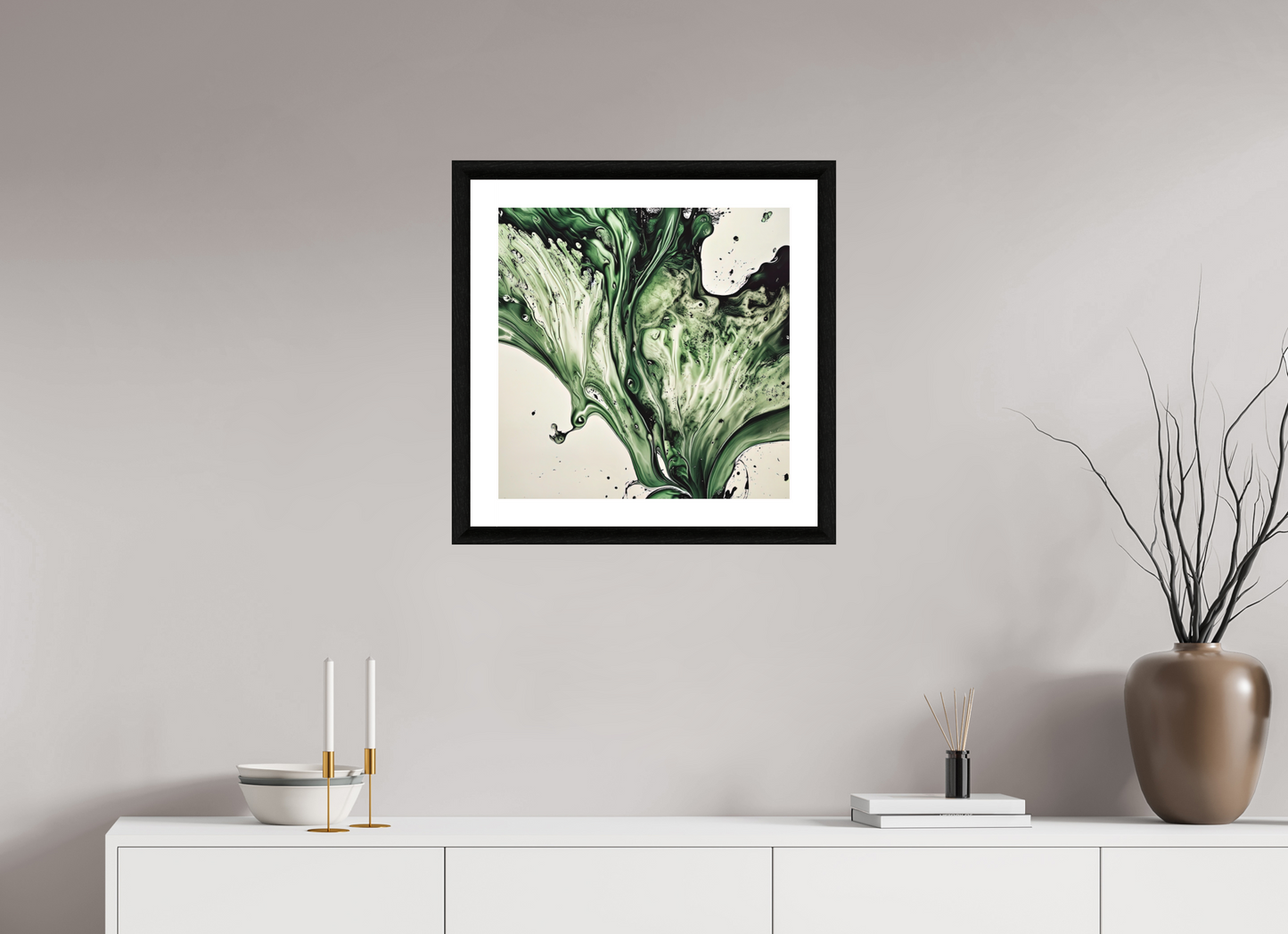 20 x 20″, 3 Premiere Fine Art Print - Ebony Emulsion Pour No. 00042