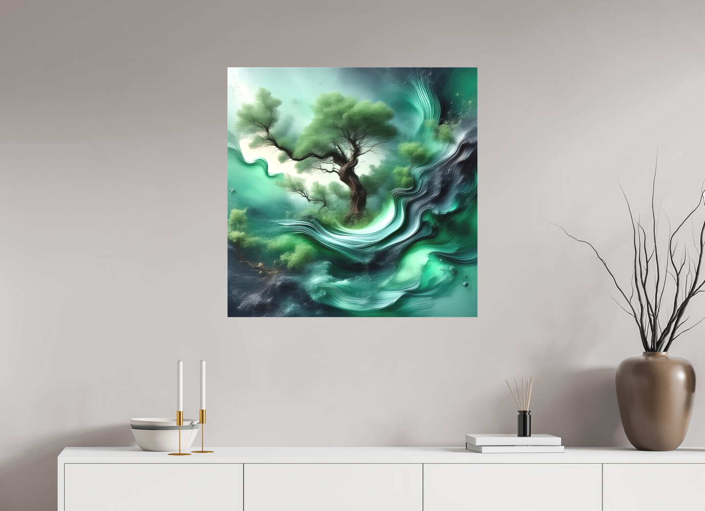 30 x 30″, Curator Canvas Print - Matte Liquid Foliage No. 00018