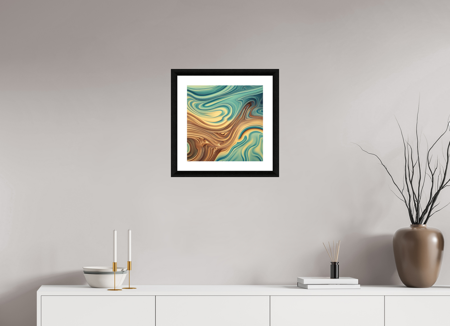 15 x 15″, 3 Premiere Fine Art Print - Ebony Molten Liquid No. 10051