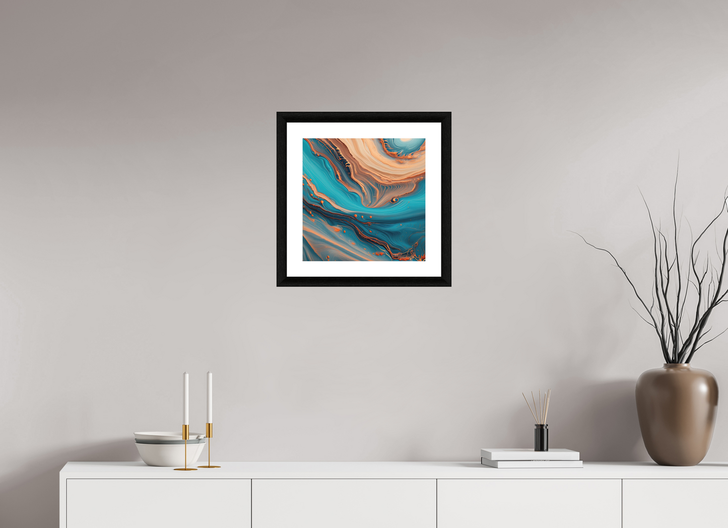 15 x 15″, Premiere Fine Art Print - Ebony Molten Fluids No. 00049