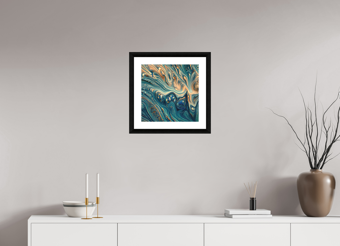 15 x 15″, Premiere Fine Art Print - Ebony Molten Fluids No. 00064