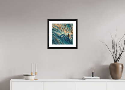 15 x 15″, Premiere Fine Art Print - Ebony Molten Fluids No. 00064