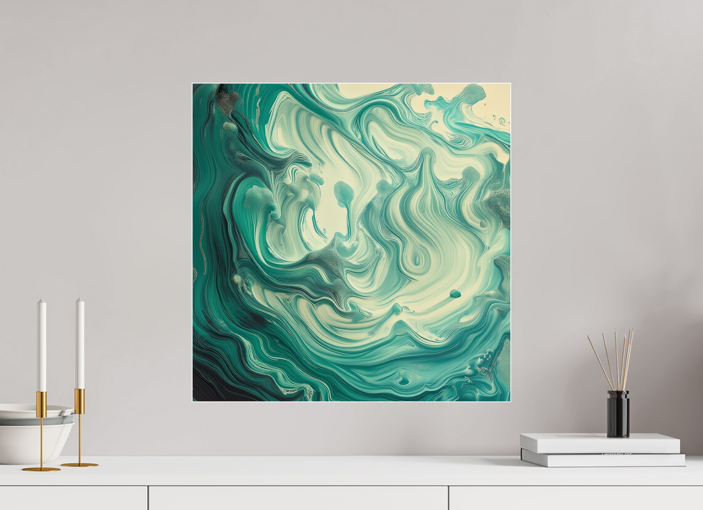 20 x 20″, 1 Acrylic Standard Gallery Fluid Pour No. 10048