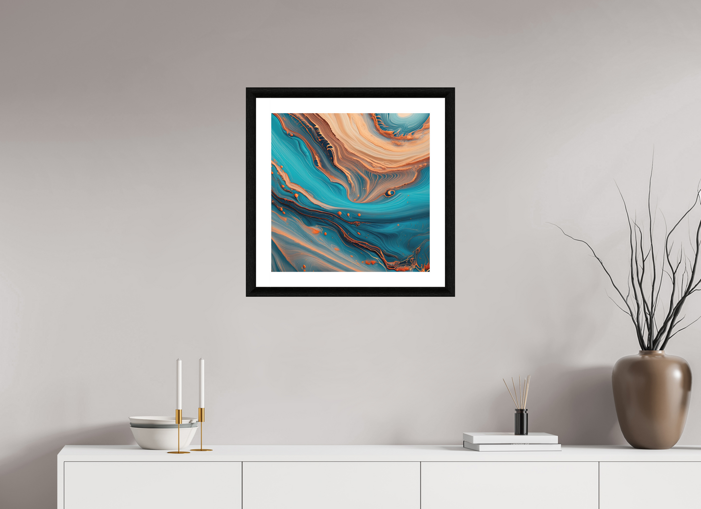 20 x 20″, Premiere Fine Art Print - Ebony Molten Fluids No. 00049