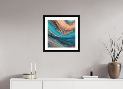 20 x 20″, Premiere Fine Art Print - Ebony Molten Fluids No. 00049