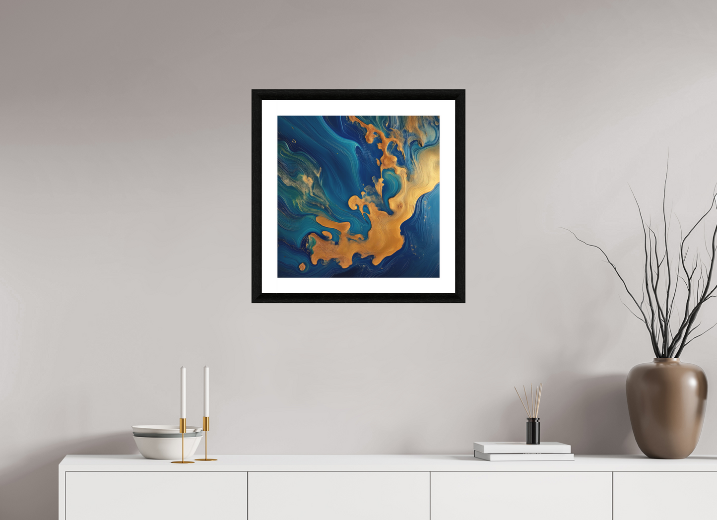 20 x 20″, Premiere Fine Art Print - Ebony Molten Fluids No. 00067