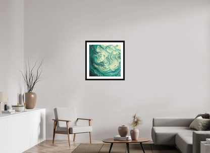 25 x 25″, 3 Premiere Fine Art Print - Ebony Fluid Pour No. 10048