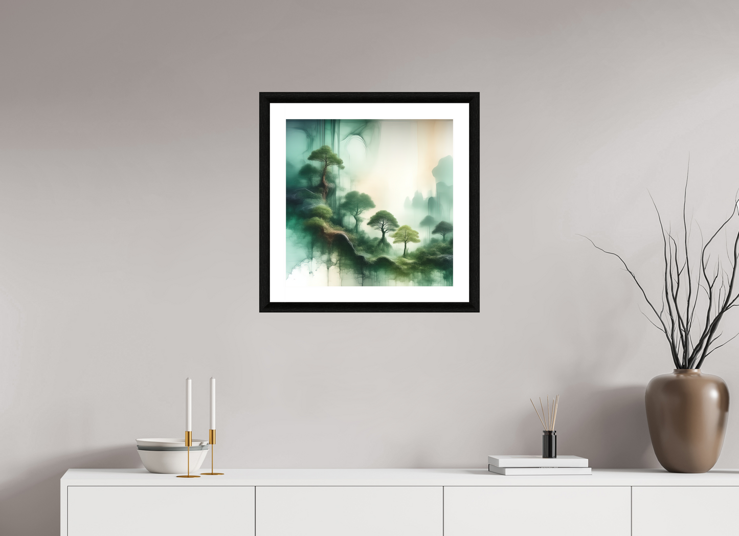 20 x 20″, Premiere Fine Art Print - Ebony Liquid Foliage No. 00015