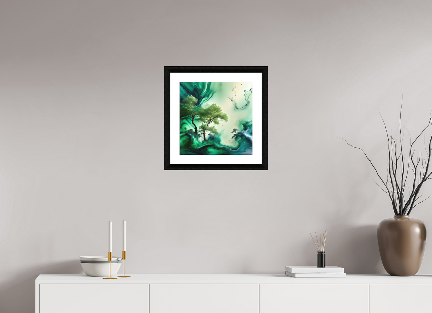 15 x 15″, Premiere Fine Art Print - Ebony Liquid Foliage No. 00007