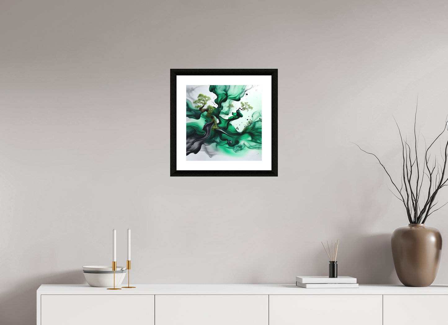 15 x 15″, Premiere Fine Art Print - Ebony Liquid Foliage No. 00001