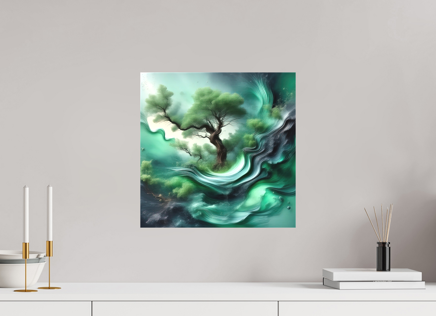 15 x 15″, Curator Canvas Print - Matte Liquid Foliage No. 00018