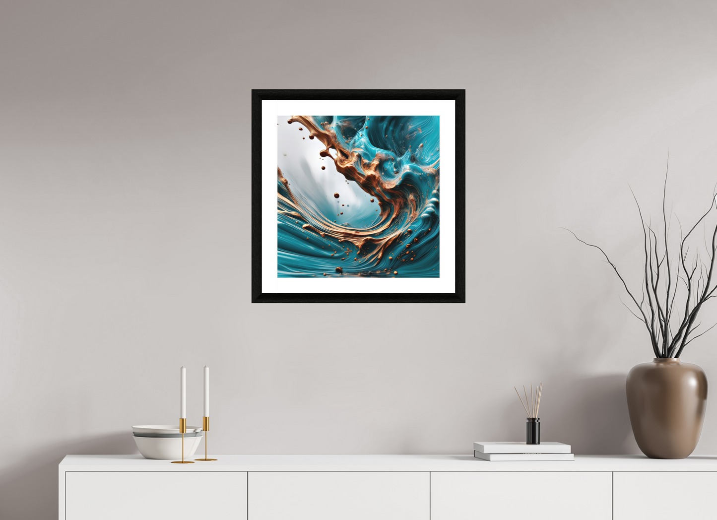 20 x 20″, 3 Premiere Fine Art Print - Ebony Molten Liquid No. 10094