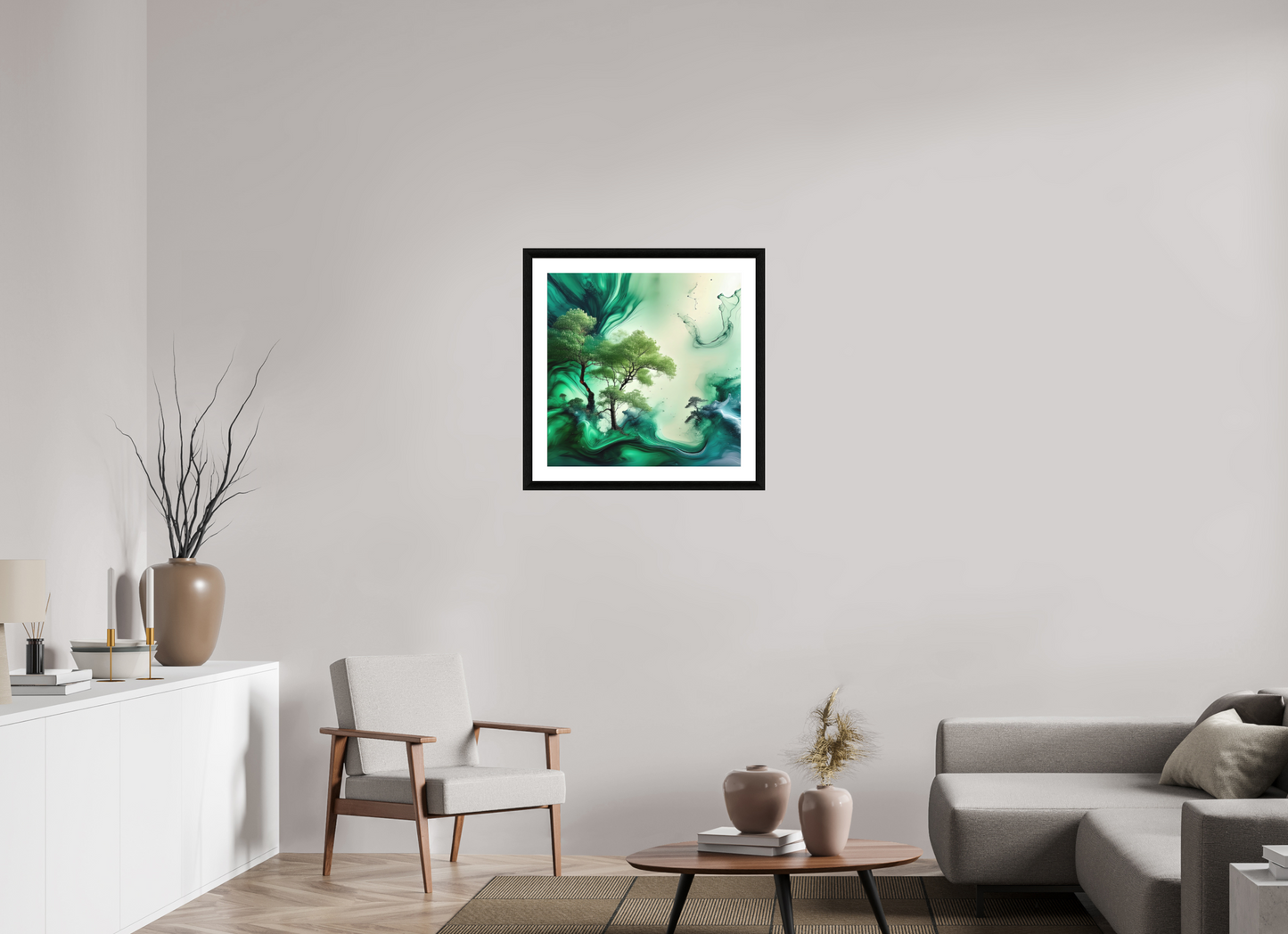 25 x 25″, Premiere Fine Art Print - Ebony Liquid Foliage No. 00007