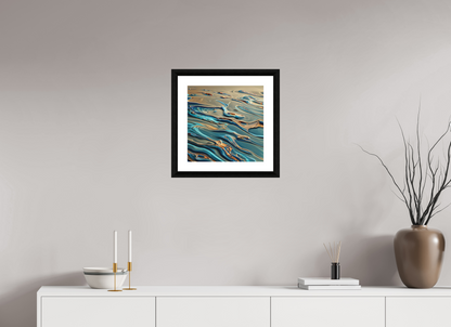 15 x 15″, 3 Premiere Fine Art Print - Ebony Fluid Waves No. 00056