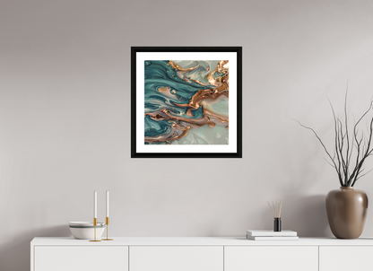 20 x 20″, 3 Premiere Fine Art Print - Ebony Molten Liquid No. 10074